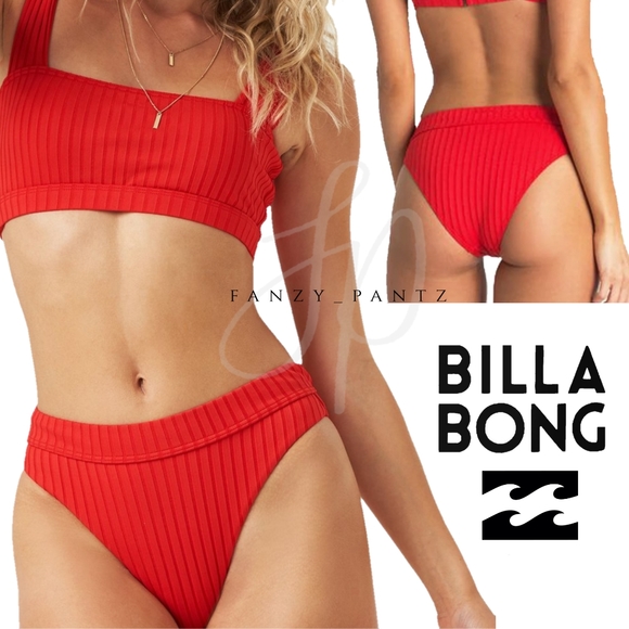 Billabong Other - Billabong Sunny Rib High Waist Bikini Bottom red